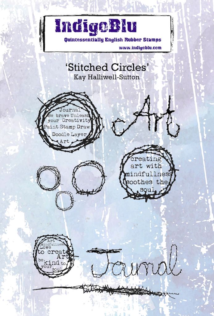 Stitched Circles A6 Red Rubber Stamp by Kay Halliwell-Sutton
